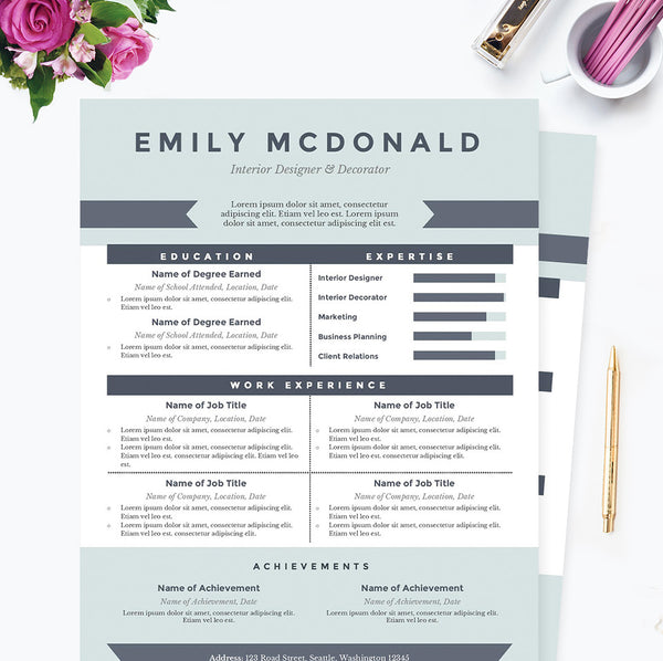 blue resume template